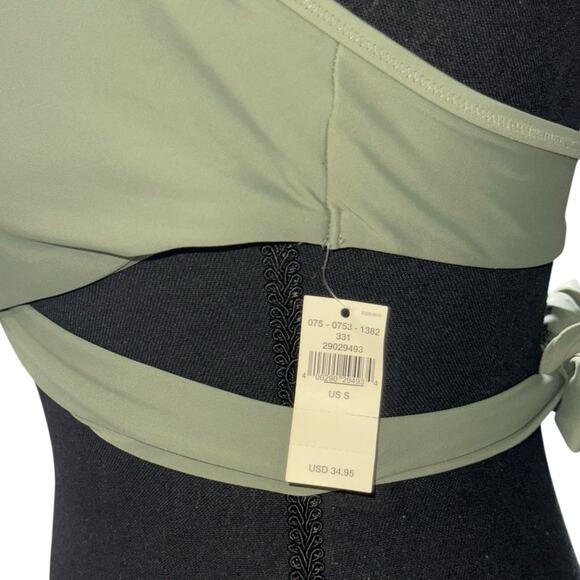 NWT! Aerie Wrap Halter Wraparound Bikini Top in Olive Green - Size Small - Picture 9 of 9